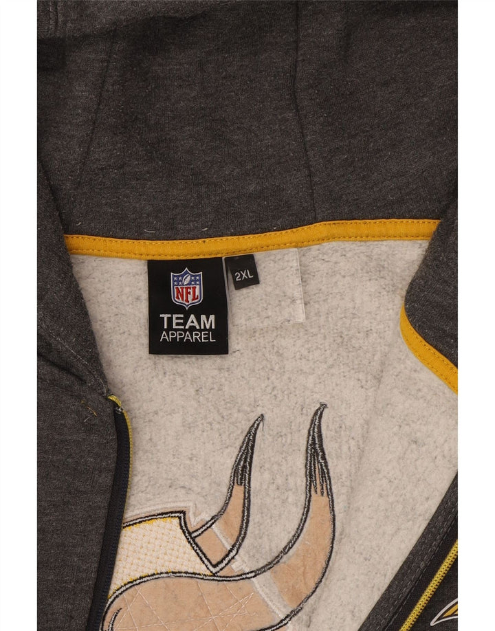 NFL Mens Zip Hoodie Sweater 2XL Grey Polyester