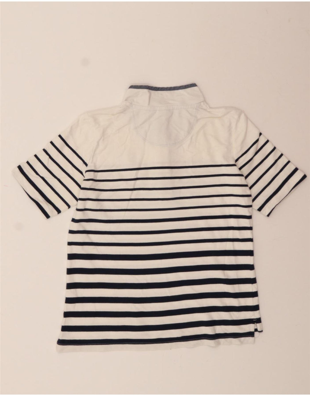 L.L.BEAN Womens T-Shirt Top UK 14 Medium White Striped Cotton Vintage L.L.Bean and Second-Hand L.L.Bean from Messina Hembry 