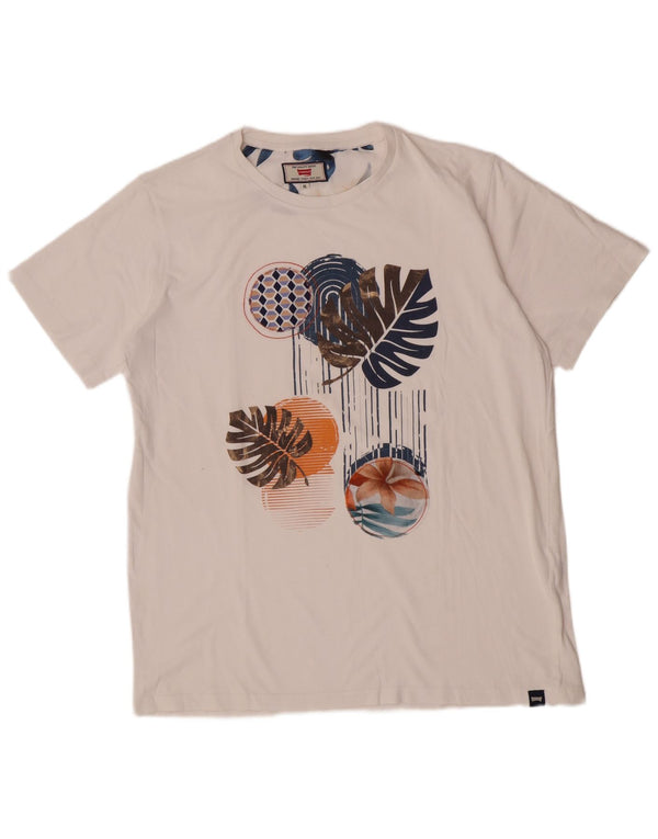 Carrera Womens Graphic T-Shirt Top UK 18 XL White Floral Cotton