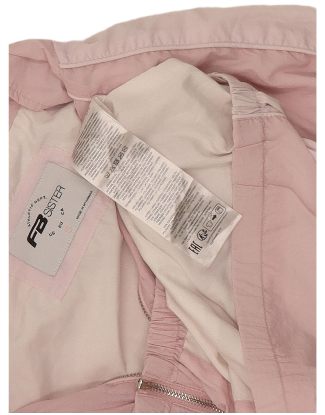 FB Sister Womens Graphic Oversized Rain Jacket UK 10 Small Pink Colourblock