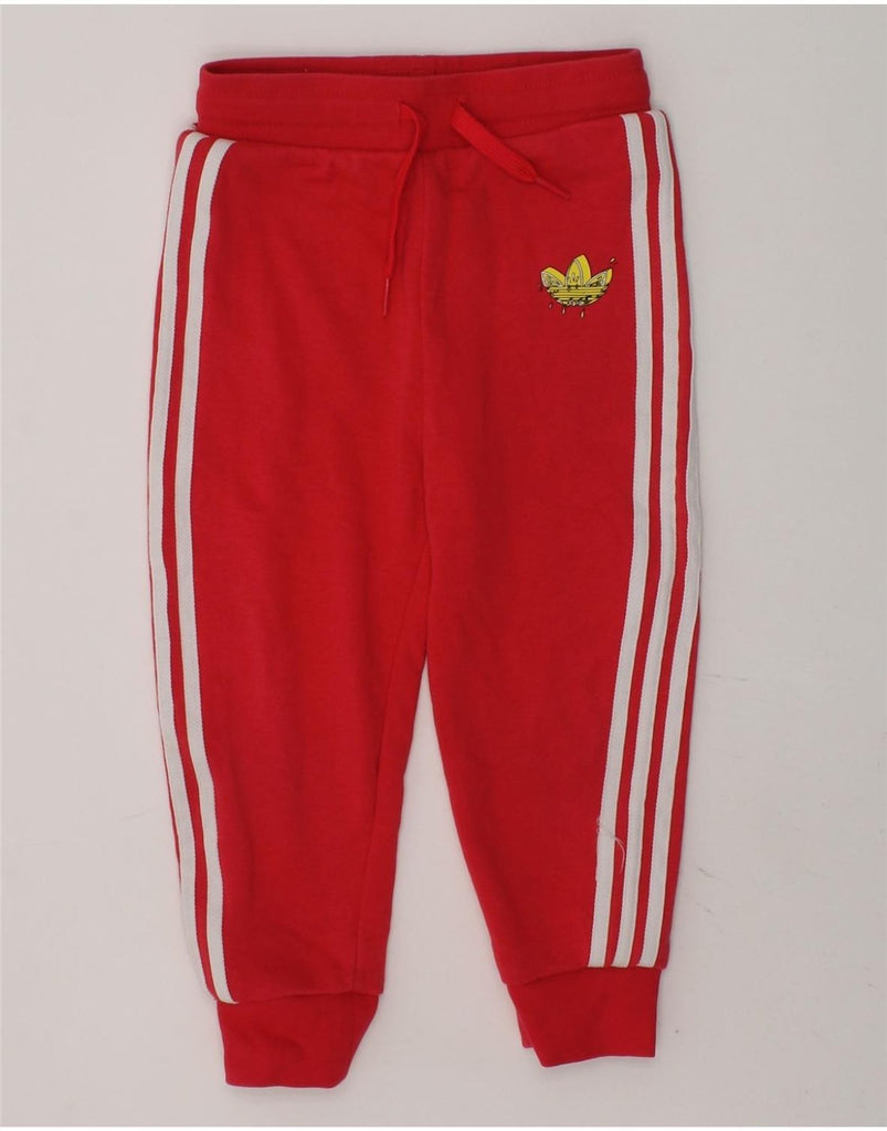 ADIDAS Girls Graphic Tracksuit Trousers Joggers 2-3 Years Red Cotton | Vintage Adidas | Thrift | Second-Hand Adidas | Used Clothing | Messina Hembry 