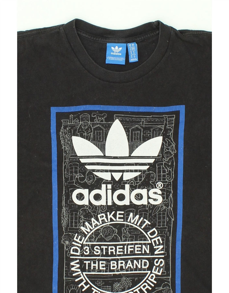 ADIDAS Mens Graphic T-Shirt Top Medium Black Cotton | Vintage Adidas | Thrift | Second-Hand Adidas | Used Clothing | Messina Hembry 