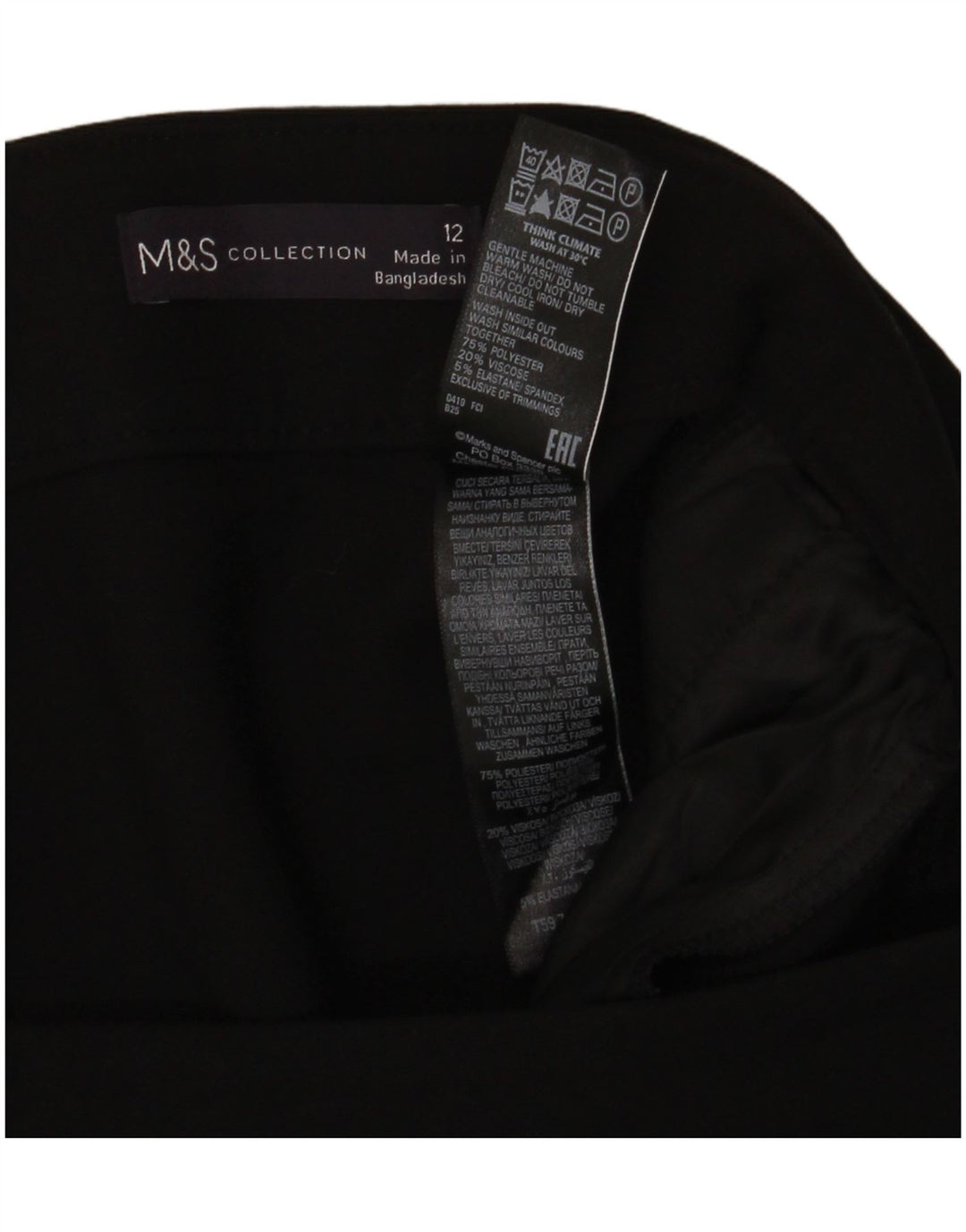 Marks & Spencer Womens A-Line Skirt UK 12 Medium W30  Black Polyester
