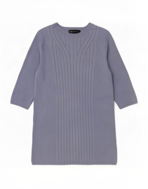 Marks & Spencer Womens Crew Neck Jumper Sweater UK 12 Medium Blue