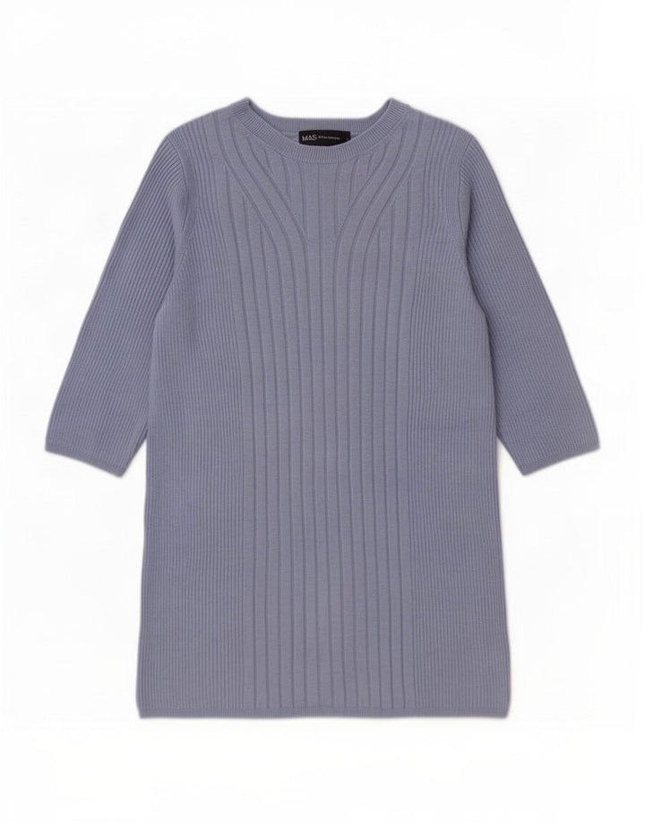 Marks & Spencer Womens Crew Neck Jumper Sweater UK 12 Medium Blue
