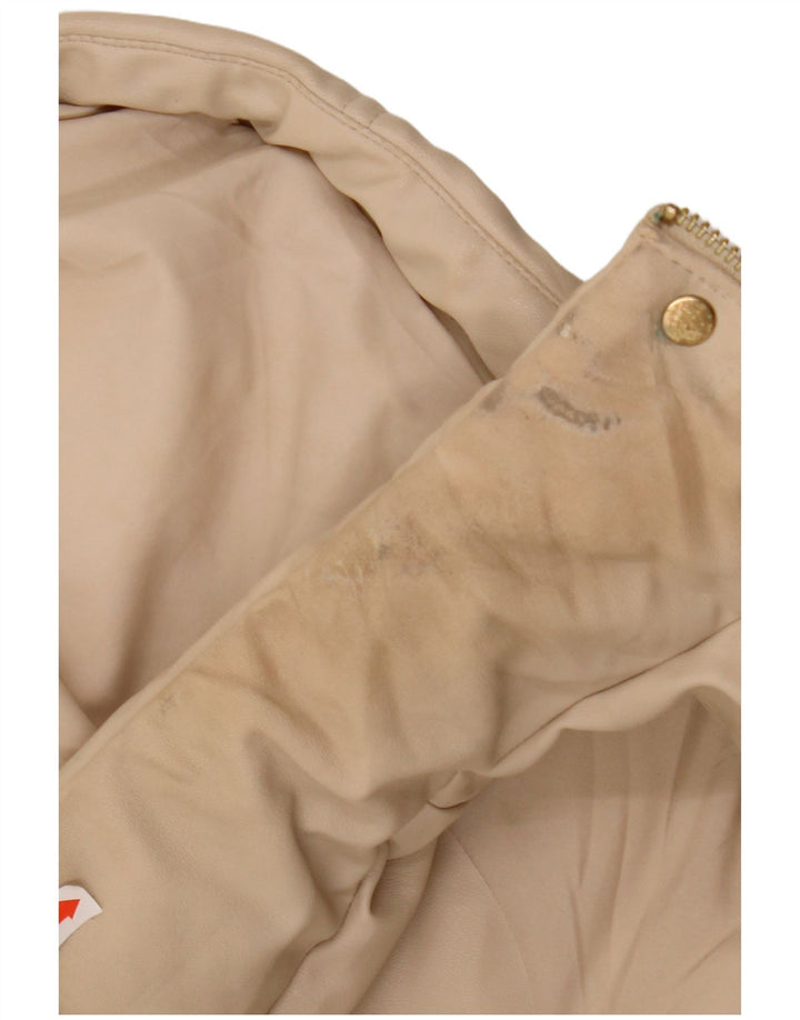 ZARA Womens Hooded Sleeveless Padded Coat UK 14 Medium Beige Polyester
