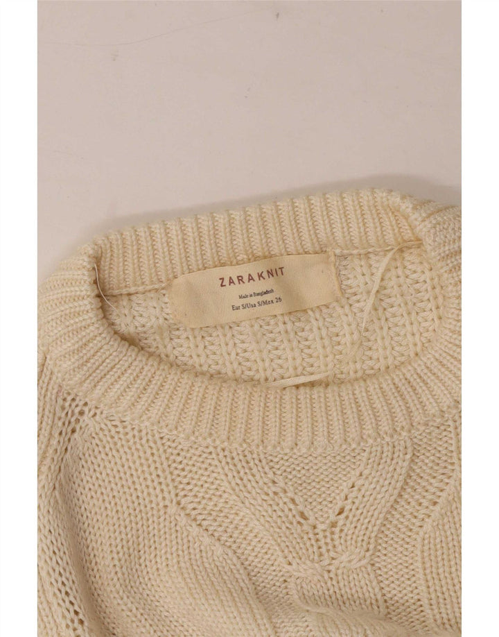 Zara Womens Boat Neck Jumper Sweater UK 10 Small Off White