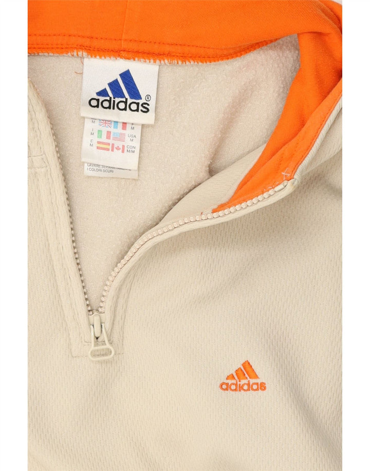 Adidas Mens Zip Neck Hoodie Jumper Medium White Polyester