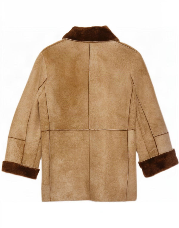 Vintage Womens Shearling Jacket UK 14 Medium Brown