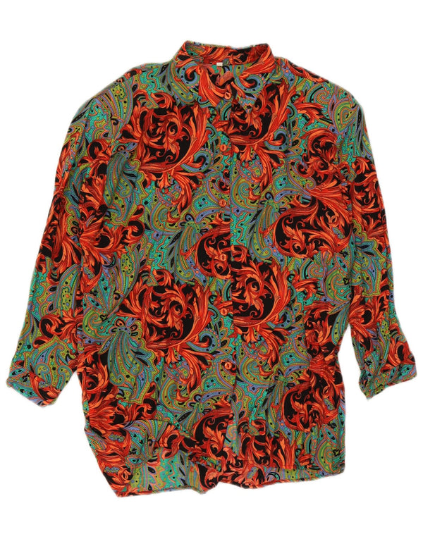 Vintage Womens 3/4 Sleeve Shirt UK 16 Large Multicoloured Paisley Viscose