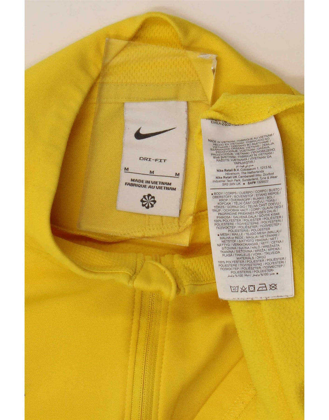 Nike Mens Dri Fit Zip Neck Pullover Tracksuit Top Medium Yellow Colourblock