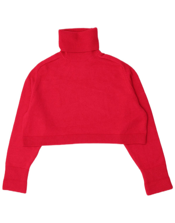 Zara Womens Crop Roll Neck Jumper Sweater UK 14 Medium Red Viscose