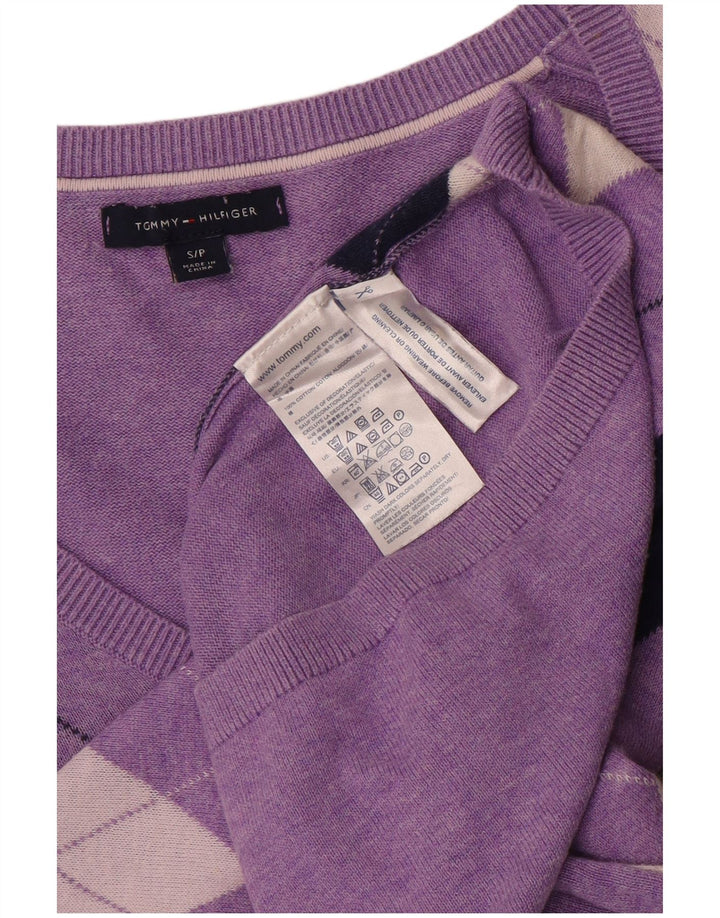 TOMMY HILFIGER Womens V-Neck Jumper Sweater UK 10 Small Purple