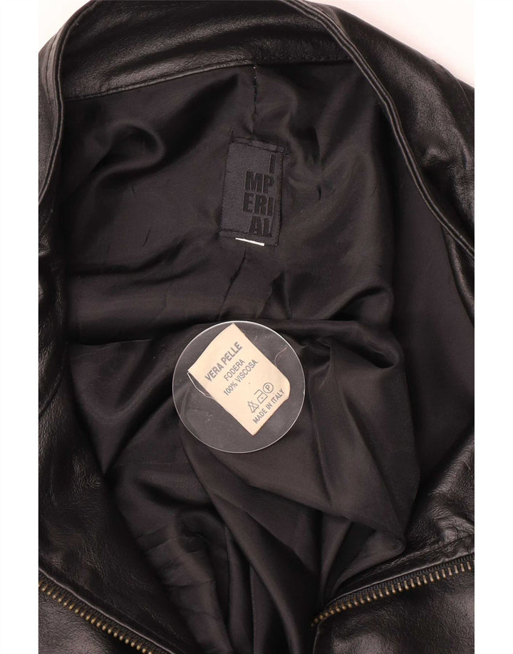 Imperial Mens Leather Bomber Jacket UK 40 Large Black