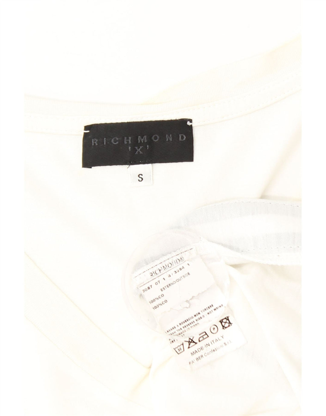 Richmond Mens Top Long Sleeve Small White Cotton