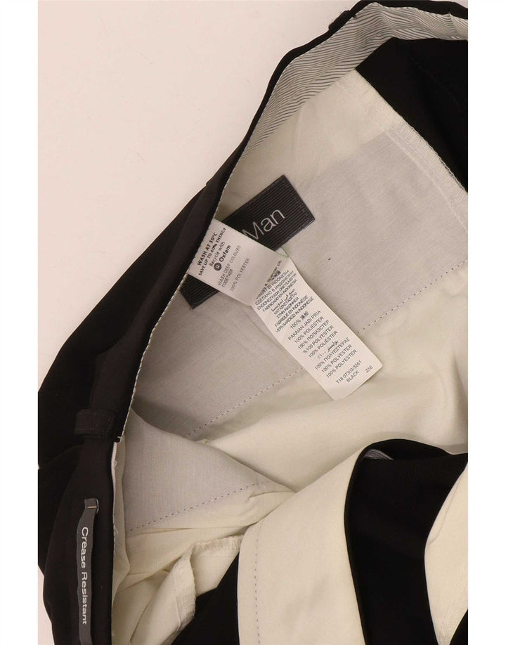 Marks & Spencer Mens Straight Suit Trousers W32 L31 Black Polyester