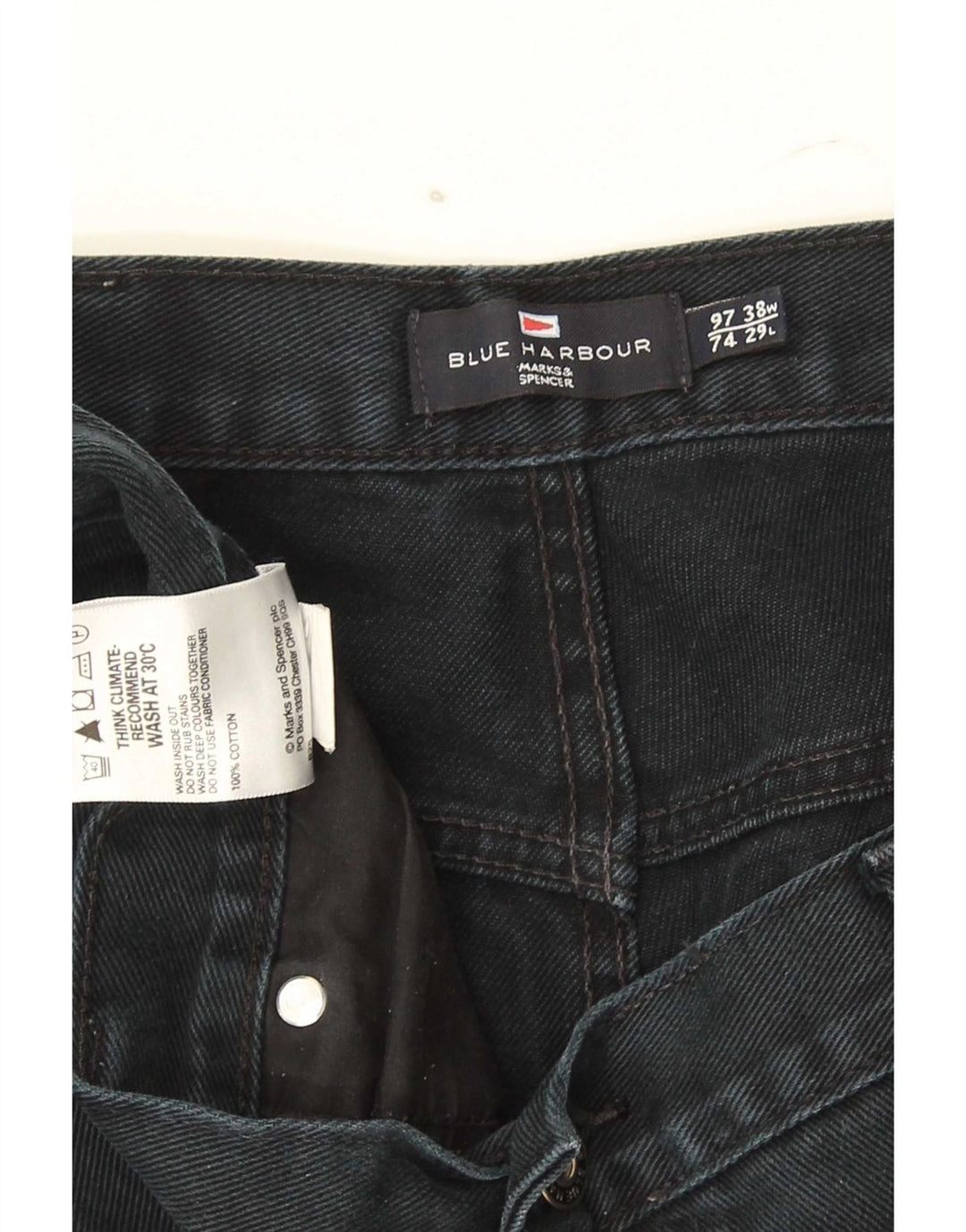 Marks & Spencer Mens Blue Harbour Straight Jeans W38 L29 Black Cotton