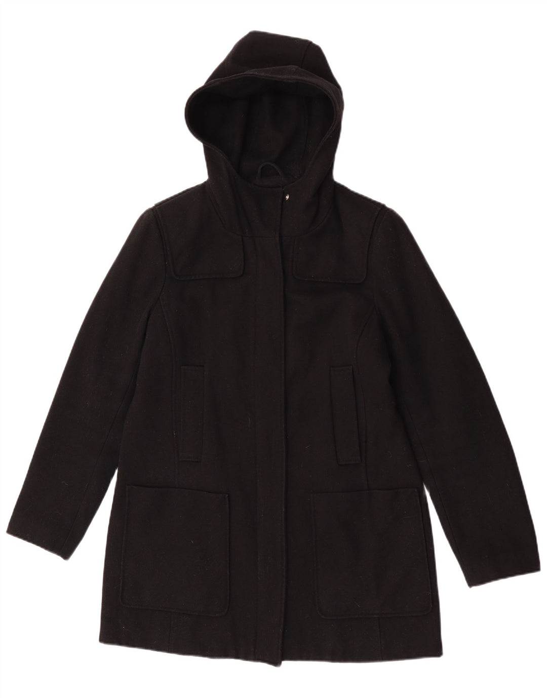 Michael Kors Womens Hooded Parka Jacket UK 14 Medium Black Wool