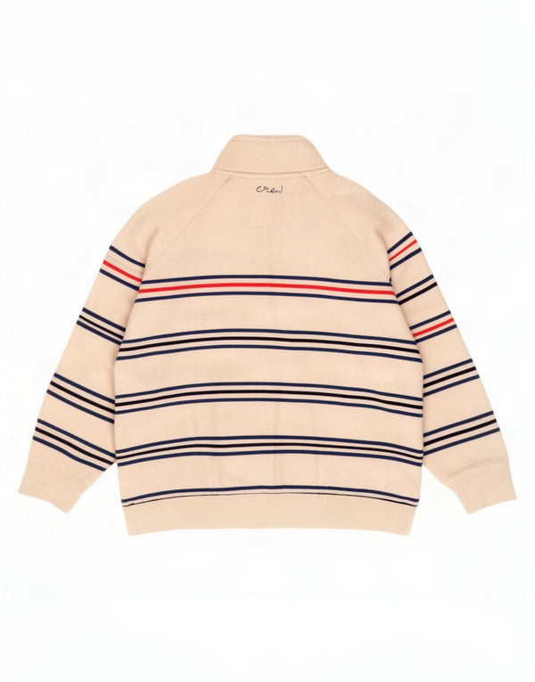 Crew Clothing Womens Zip Neck Sweatshirt Jumper UK 14 Large White Striped
