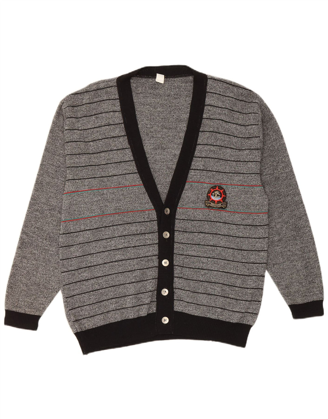 Vintage Mens Cardigan Sweater IT 50 Medium Grey Striped