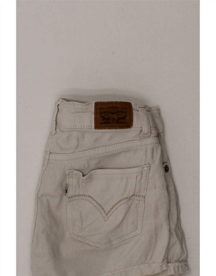 LEVI'S Girls Denim Shorts 7-8 Years W22 White Ramie Vintage Levi's and Second-Hand Levi's from Messina Hembry 