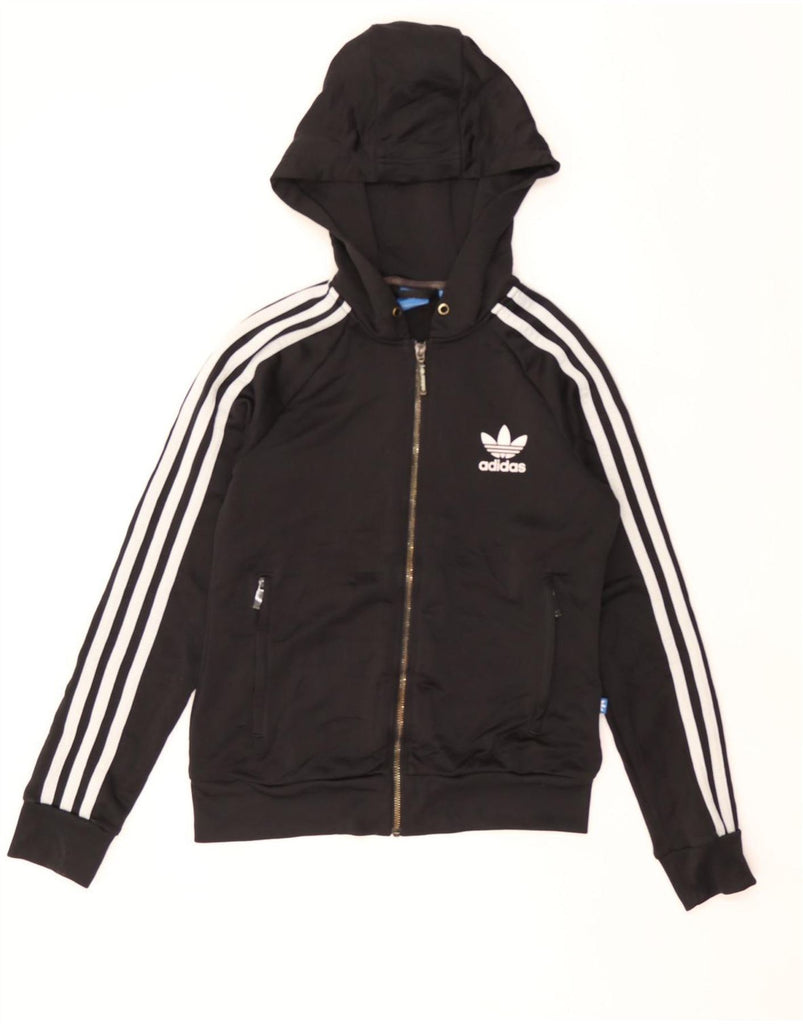 ADIDAS Womens Zip Hoodie Sweater UK 8 Small  Black Polyester Vintage Adidas and Second-Hand Adidas from Messina Hembry 