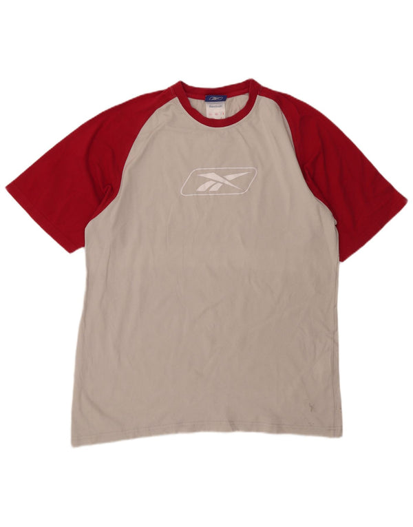 Reebok Mens Graphic T-Shirt Top 2XL Grey Colourblock Cotton