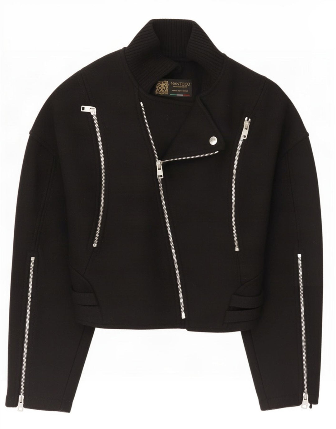 Zara Womens Biker Jacket UK 6 XS Black Wool