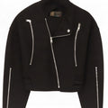 Zara Womens Biker Jacket UK 6 XS Black Wool
