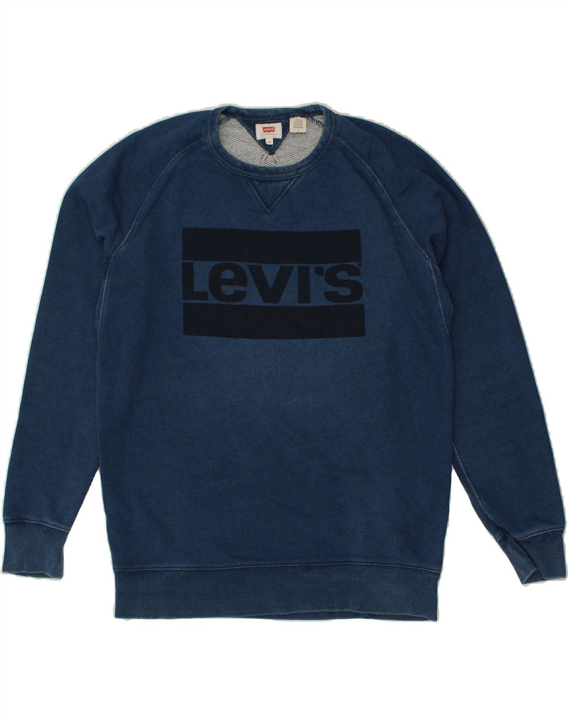 LEVI'S Mens Graphic Sweatshirt Jumper Medium Blue Cotton | Vintage Levi's | Thrift | Second-Hand Levi's | Used Clothing | Messina Hembry 