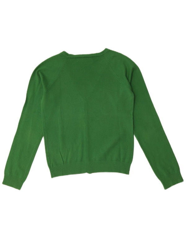 Zara Womens Crop Cardigan Sweater UK 12 Medium Green Cotton