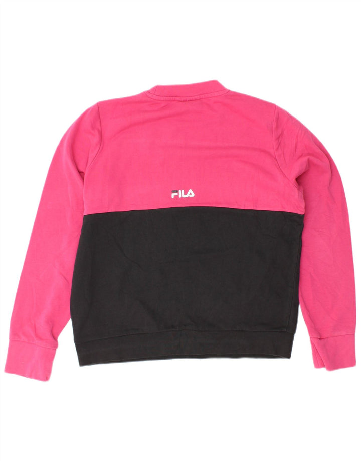 FILA Womens Oversized Sweatshirt Jumper UK 10 Small Pink Colourblock