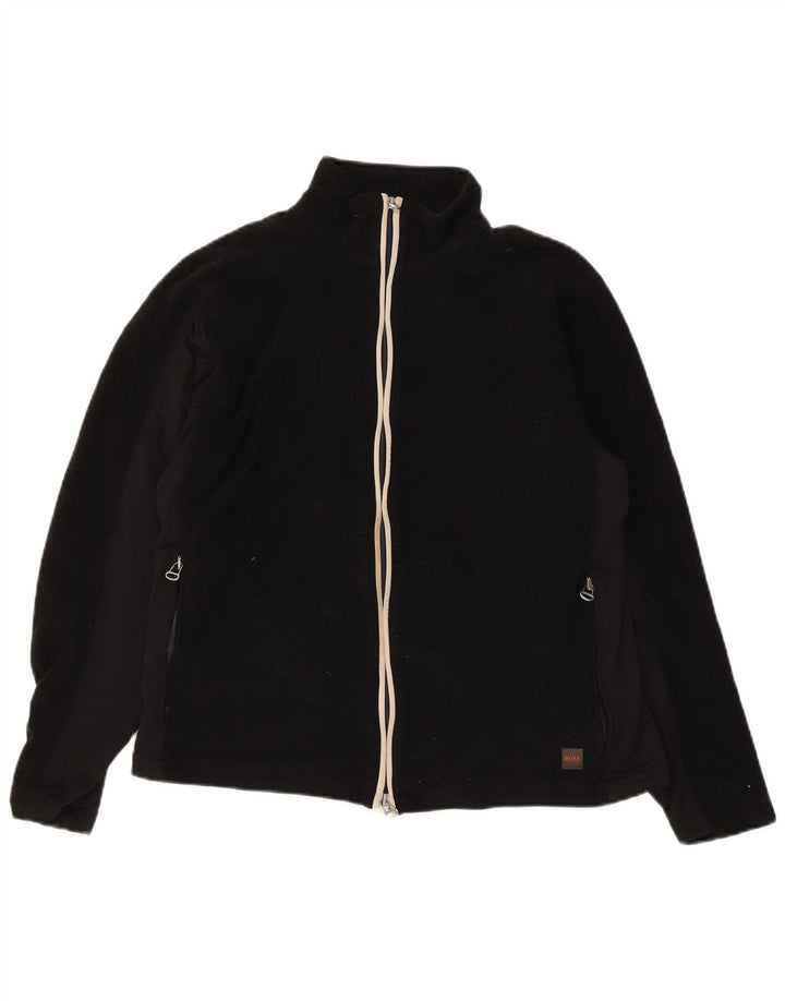 Hugo Boss Womens Fleece Jacket UK 14 Medium Black Polyester