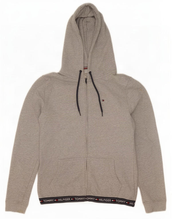 Tommy Hilfiger Mens Graphic Zip Hoodie Sweater Large Grey Colourblock