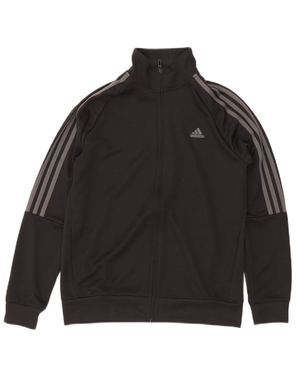 ADIDAS Boys Primegreen Tracksuit Top Jacket 13-14 Years Black Polyester