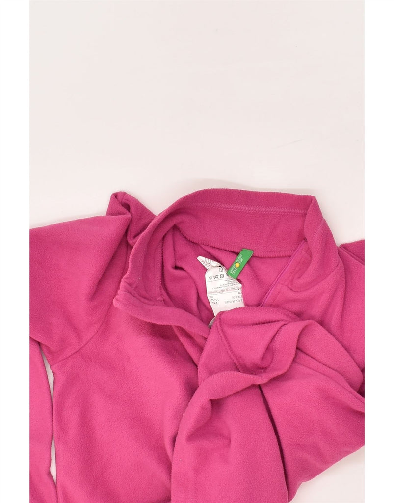 BENETTON Girls Zip Neck Fleece Jumper 11-12 Years 2XL Pink Polyester | Vintage Benetton | Thrift | Second-Hand Benetton | Used Clothing | Messina Hembry 