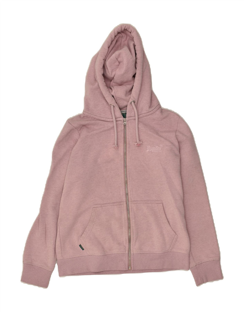 SUPERDRY Womens Zip Hoodie Sweater UK 14 Medium Pink | Vintage Superdry | Thrift | Second-Hand Superdry | Used Clothing | Messina Hembry 
