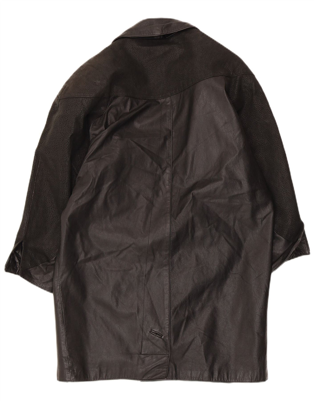 Winlit Womens 3/4 Sleeve Leather Coat UK 14 Medium Black Colourblock
