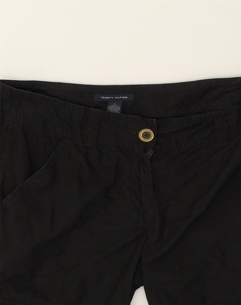 TOMMY HILFIGER Womens Cargo Trousers US 6 Medium W32 L12 Black Cotton | Vintage Tommy Hilfiger | Thrift | Second-Hand Tommy Hilfiger | Used Clothing | Messina Hembry 