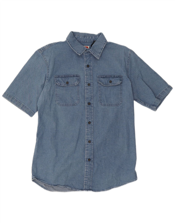Wrangler Mens Short Sleeve Denim Shirt Medium Blue Cotton