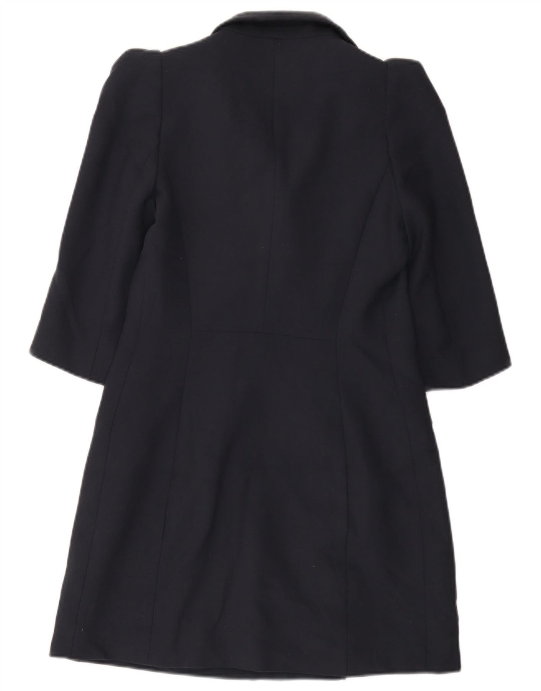 Zara Womens Longline Double Breasted Blazer Jacket UK 12 Medium Navy Blue