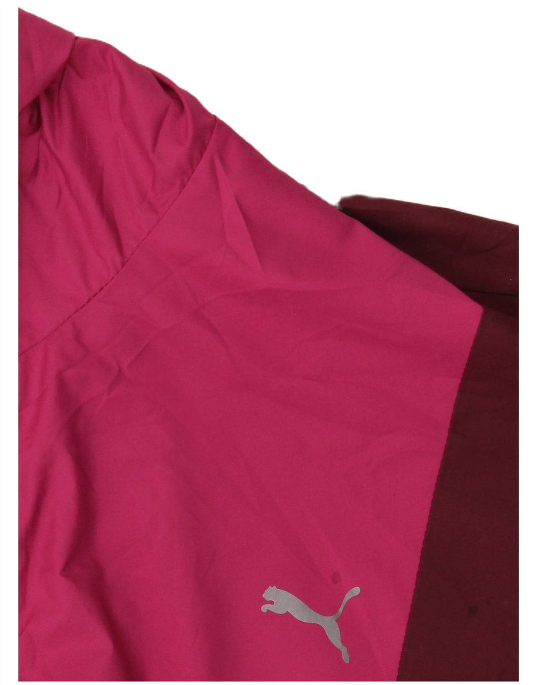 PUMA Womens Oversized Hooded Rain Jacket UK 10 Small Pink Colourblock