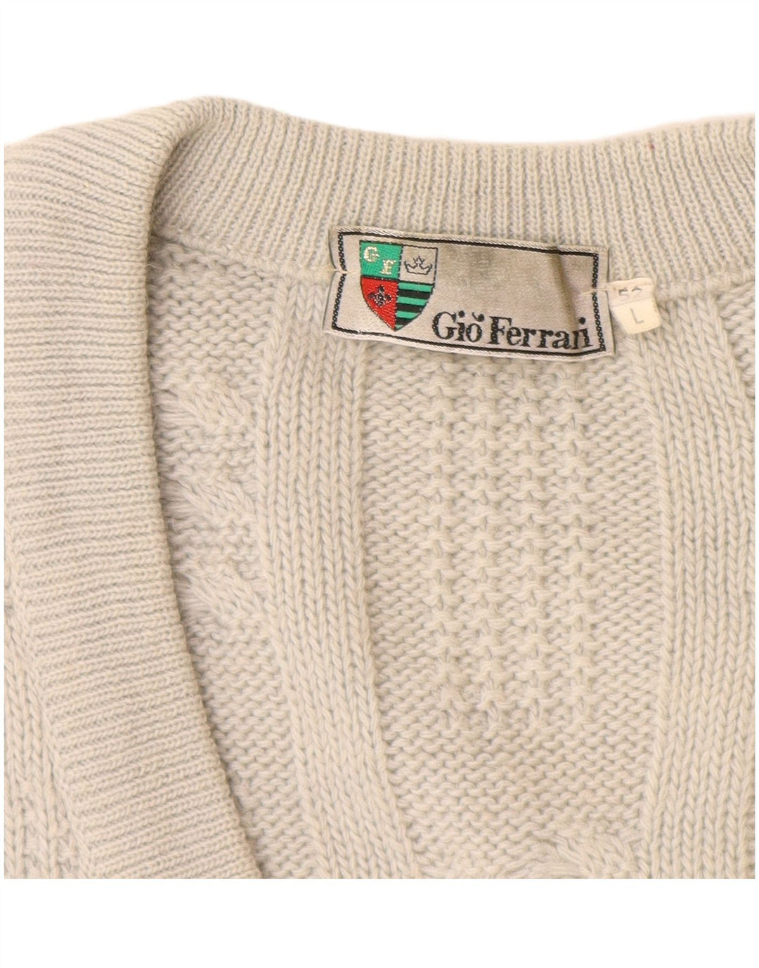 GIO FERRARI Mens Cardigan Sweater IT 52 Large Off White Alpaca Wool