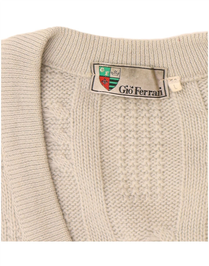 GIO FERRARI Mens Cardigan Sweater IT 52 Large Off White Alpaca Wool