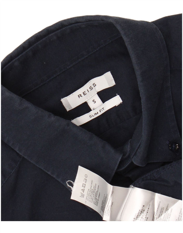 REISS Mens Slim Fit Shirt Small Navy Blue Cotton