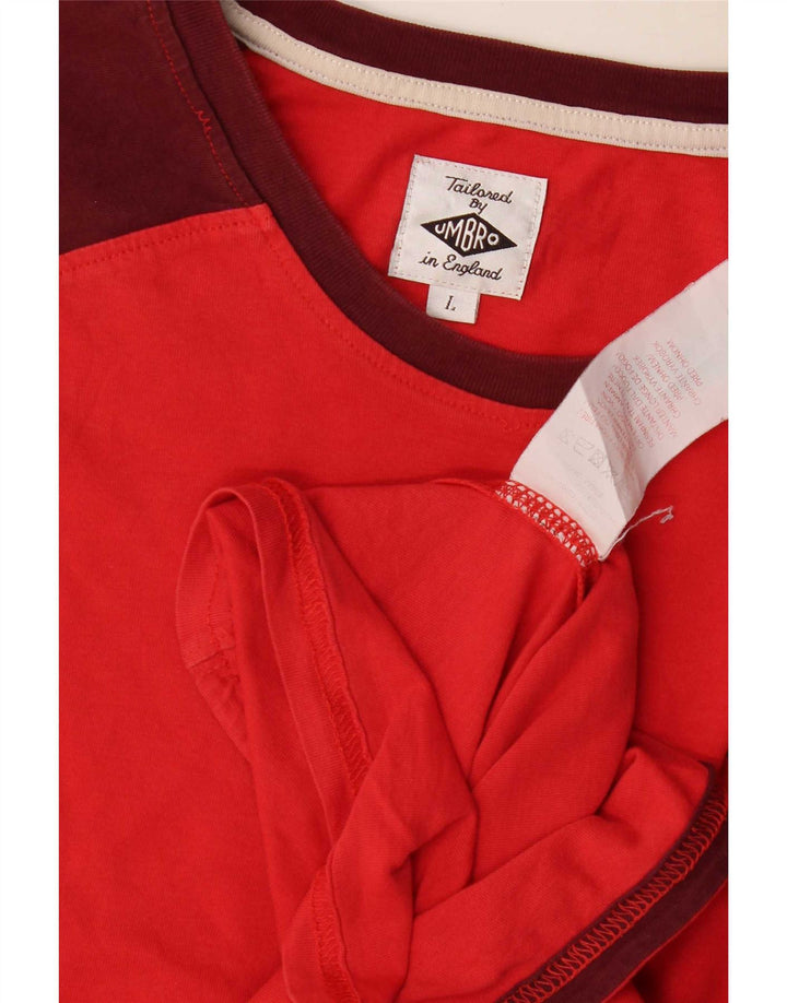 Umbro Mens T-Shirt Top Large Red Colourblock