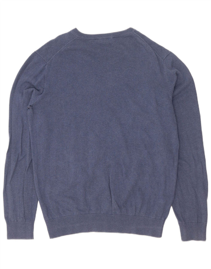 Crew Clothing Mens V-Neck Jumper Sweater Large Blue Cotton