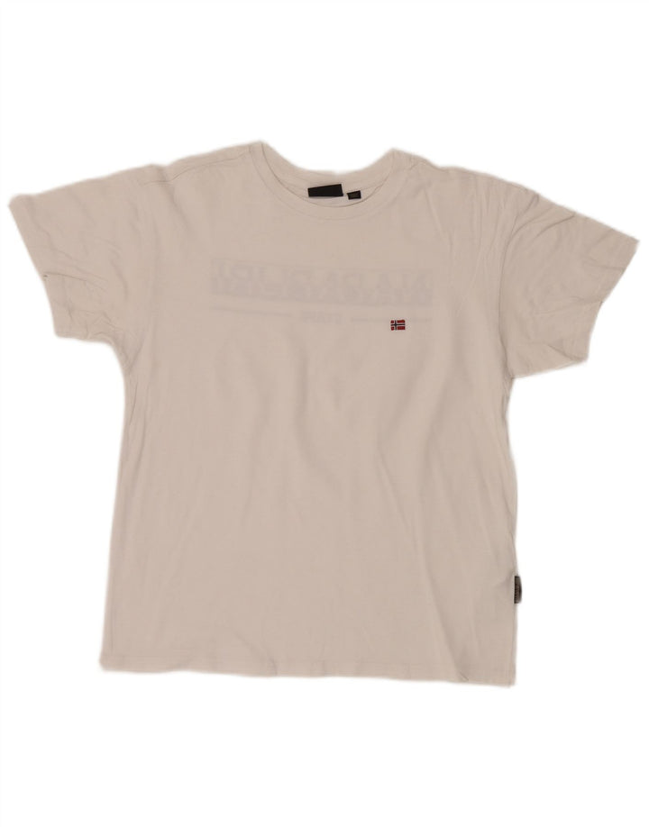 Napapijri Mens Graphic T-Shirt Top Small White Cotton