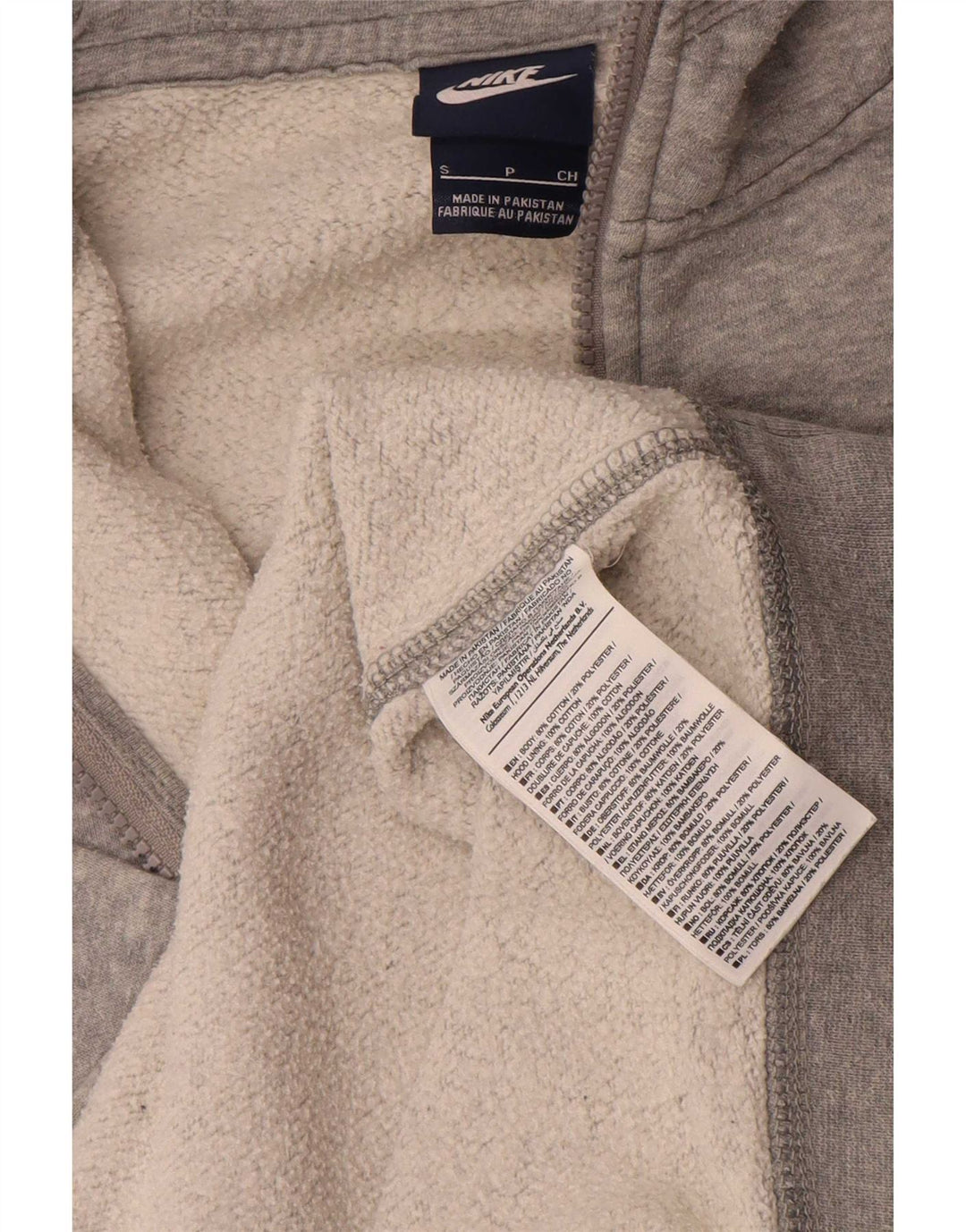 Nike Mens Zip Hoodie Sweater Small Grey Flecked Cotton