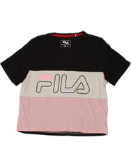 FILA Womens Crop Graphic T-Shirt Top UK 6 XS Multicoloured Colourblock